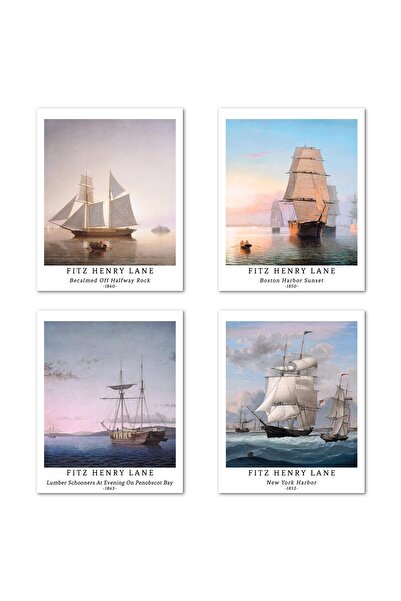 ALAYRA International مجموعة من 4 لوحات جدارية مطبوعة بتقنية جيكلي على ورق فني من ALAYRA، مقاس 11 × 14 بوصة، تمثل مناظر طبيعية كلاسيكية.