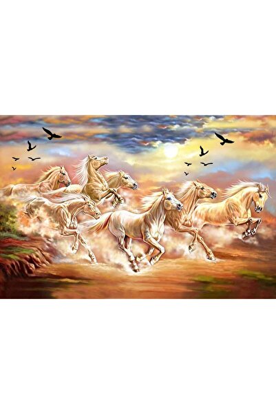 ALAYRA International خلفيات ALAYRA سبعة خيول محظوظة تجري، مستوحاة من فن الفاستو، ملصق فينيل مقاوم للماء بالكامل