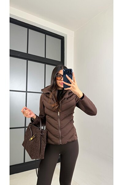 Gaus معطف قابل للنفخ مكافئ لـ بغطاء رأس ZR باللون البني GAUS-00880