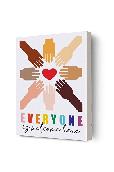 ALAYRA International لوحة جدارية قماشية مؤطرة بعنوان "الجميع مرحب بهم هنا" من...