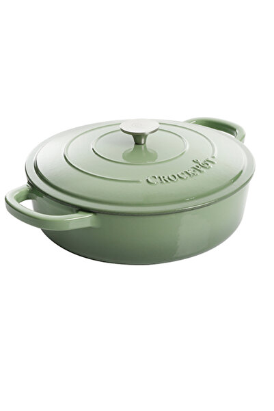 Crockpot® Vas cuptor cu capac, Crock-Pot, fonta emailata, rotund, verde fistic, 4.7L