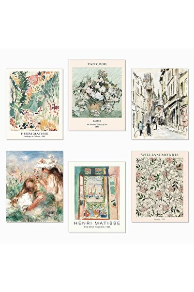 ALAYRA International مجموعة لوحات جدارية من 6 قطع بدون إطار، مقاس 8 × 10 بوصة، للفنان هنري ماتيس، مطبوعات فنية جدارية لفنانين مشهورين