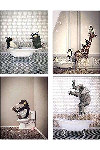 ALAYRA International ALAYRA Animal in the Bath Canvas Pictures Dream Bath Pos...