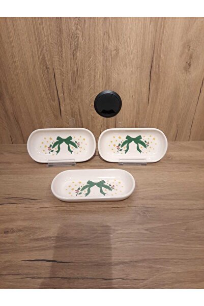 Keramika Boat Plate 3 Pieces 16X8 cm Shiny New Year / New Year's Eve / New Year