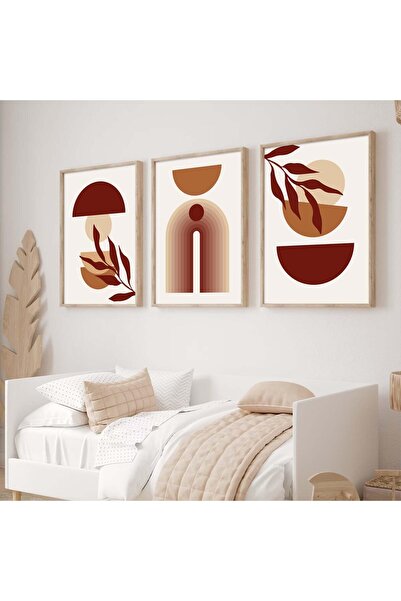 ALAYRA International ALAYRA Orange Canvas Wall Art Boho Line Art Wall Decor A...