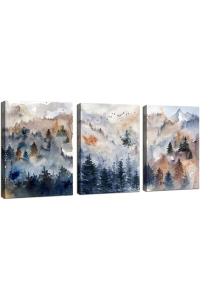 ALAYRA International لوحة فنية تجريدية من قماش ألايرا، غابة ضبابية وأشجار | م...