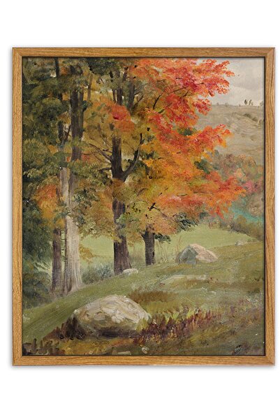 ALAYRA International لوحة جدارية مؤطرة من ALAYRA، ملصق قماشي لشجرة الخريف، طب...