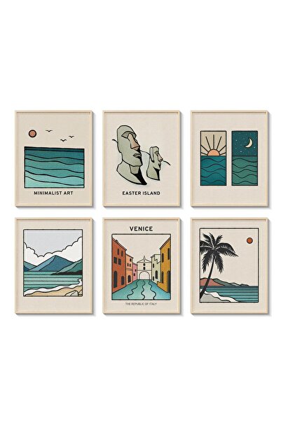 ALAYRA International لوحة جدارية هندسية تجريدية من ALAYRA، مجموعة من 6 قطع دي...