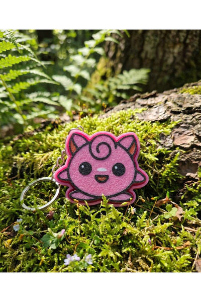 Grifon3D Jigglypuff Designed Mechanical Blue Switch Stress Keychain - Clickable Fidget Toy - Cute Figure