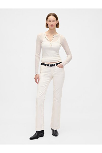 GAP Kadın Kırık Beyaz Low Rise Corduroy Long & Lean Pantolon