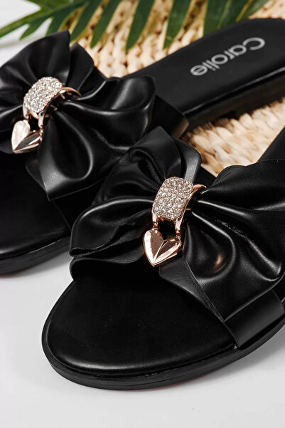 Zaira Women's black slippers made of eco-leather Doina #22306 - 38