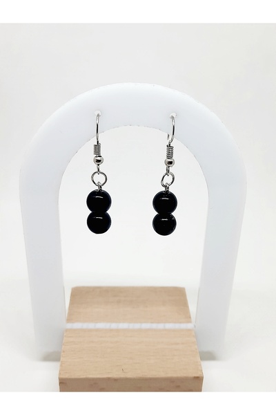 Kusakli Shiny Onyx Natural Stone Earrings 1 Pair