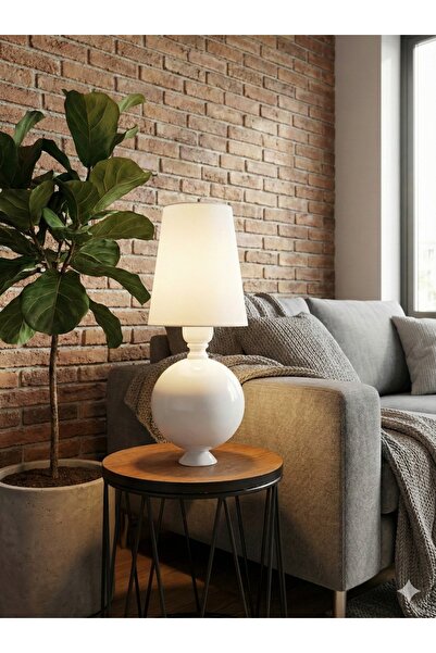 avizade عاكس الضوء المعدني الأبيض من ELDA - مصباح طاولة كهربائي عصري مزخرف مع غطاء قماشي