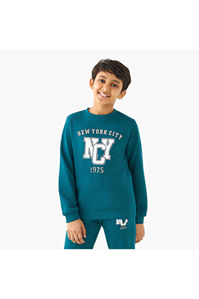 Juniors سويت شيرت مطبوع عليه صورة مدينة نيويورك بأكمام طويلة