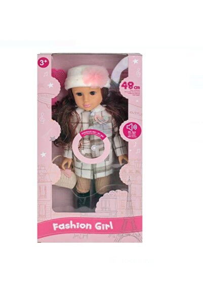 Lunix Papusa Fashion Girl cu Tinuta Bej Carouri si Muzica – 48 cm