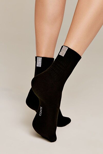 Conte Elegant Women's cotton socks with rhinestones, Conte Classic 419 - Black, 38-39 (25)