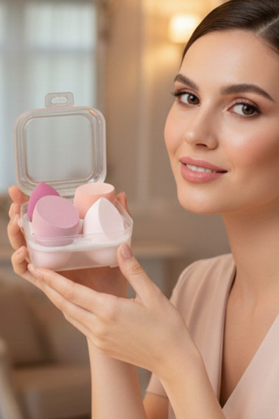 monangel Kadın 4'lü Pembe Tonları Kutulu Standlı Makyaj Süngeri Seti