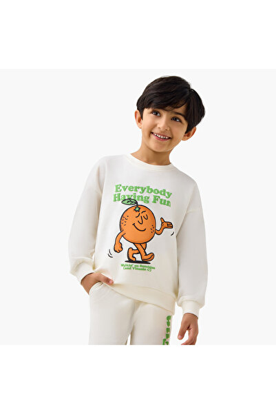 Juniors سويت شيرت بطبعة جرافيكية وأكمام طويلة