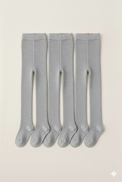 DRESSY LIFE Чифт от 3 ученически чорапи, измити обикновени бамбукови чорапи за момичета, сиви