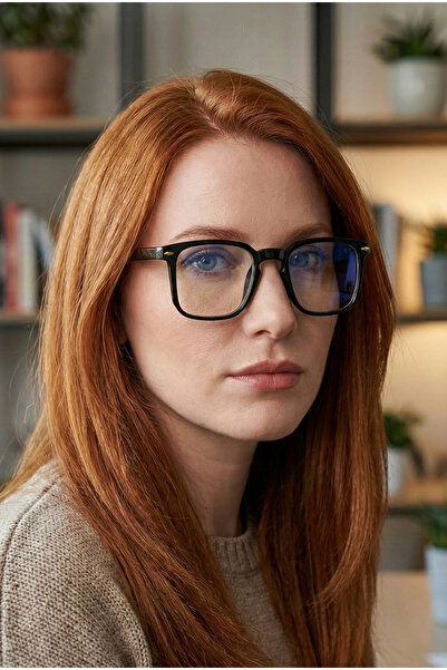 TARSS نظارات جوليان بلاك سكوير كون للنساء مع فلتر الضوء الأزرق