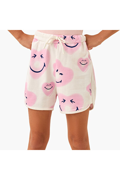 Disney شورت مطبوع عليه قلوب بالكامل مع رباط للإغلاق