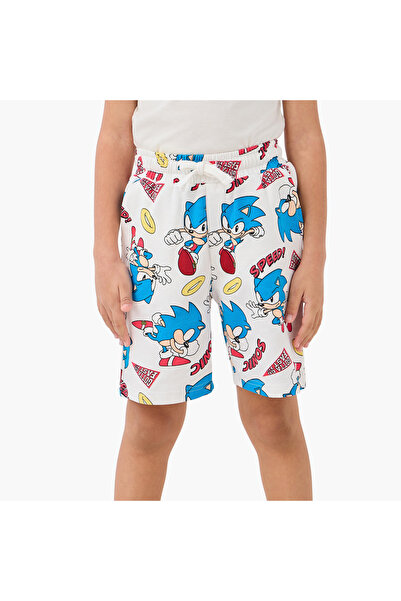 CPLG Sonic the Hedgehog Print Shorts with Drawstring Closure and Pockets