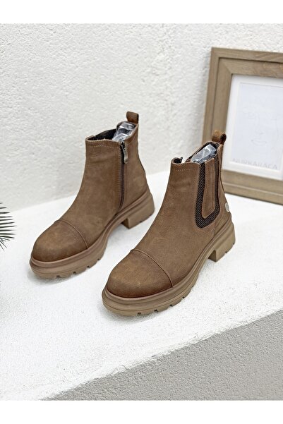 Mammamia D25KB-1660 YANI LASTİK DETAYLI HAKİKİ DERİ BOT KADIN