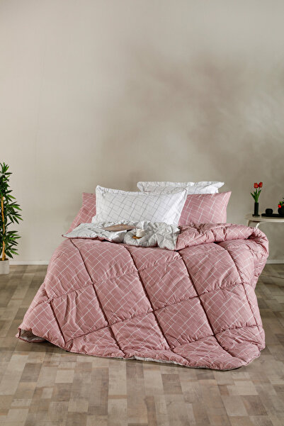 Doqu Home Easy Cotton Glimmer Comforter Set Μονό - Ροζ Σκόνη