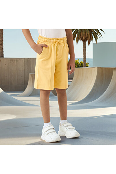 Juniors Solid Shorts with Drawstring Closure and Pockets