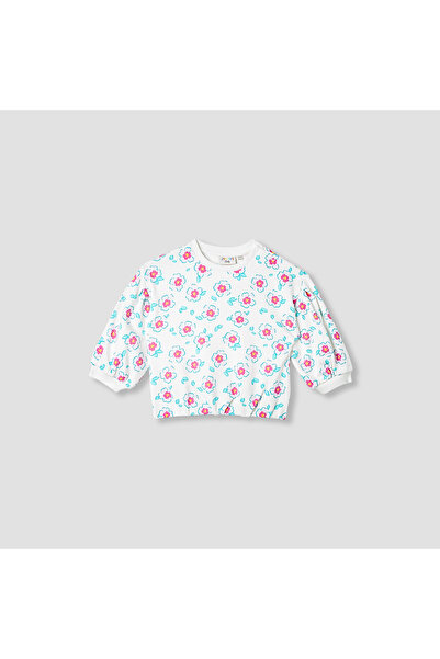 Juniors Floral Print Sweatshirt with Long Sleeves