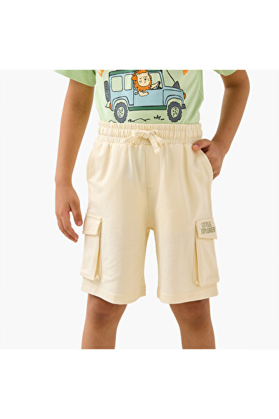 Juniors Textured Shorts with Pockets and Drawstring Closure