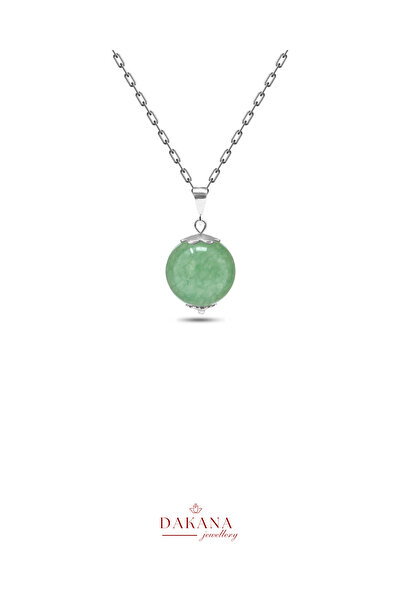 DAKANA JEWELLERY Sertifikalı Aventurin Taşı Yengeç Burcu Doğal Taş Kolye