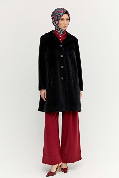 Setrms Melanjlı Kaşe Kaban Büyük Beden