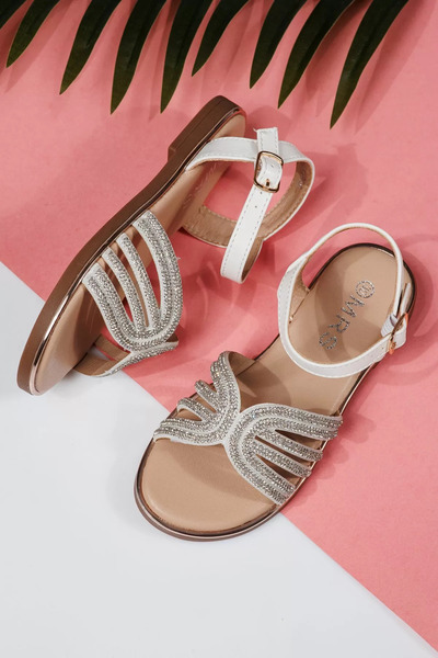 Zaira Sandale fete albe din piele ecologica Lola #21978 - 30