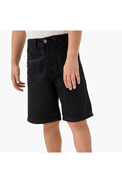 Juniors Denim Shorts with Button Closure and Pockets