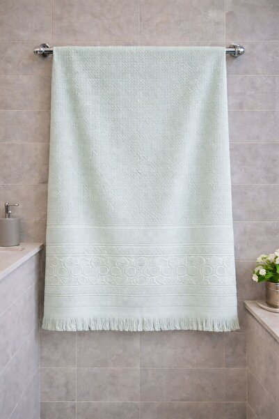 Göksal Suvari Jakarlı Saçaklı 100X150 Pamuklu Banyo Havlusu