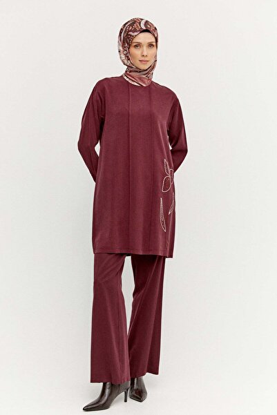 Setrms Çiçek Nakışlı Nervürlü İkili Takım