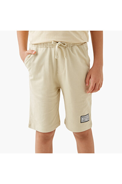 Juniors Applique Detail Shorts with Drawstring Closure and Pockets