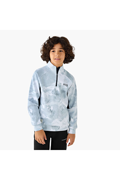 XYZ Printed Long Sleeves Sweatshirt with Zip Closure