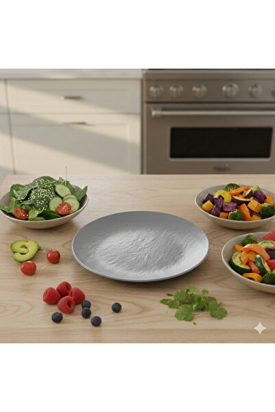 Külsan Teda Melamine Flat Dinnerware Set, 26cm, 4 Pieces, Gray