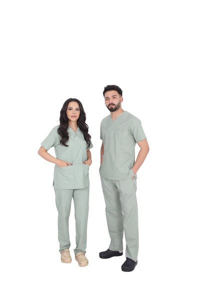 ufukscrubs طقم ملابس طبية موحدة للجنسين D/114 من قماش التيري كوتون للطلاب وال...