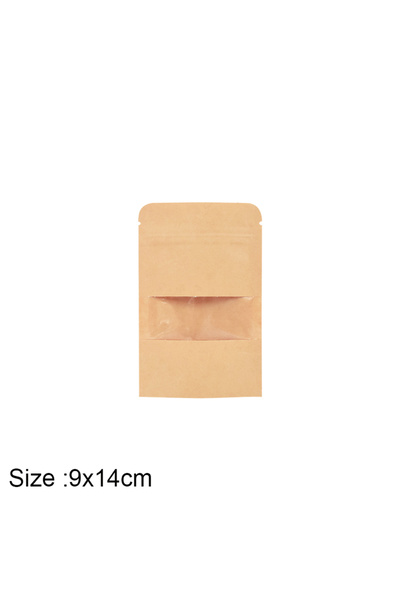 Choice10 50 كيسًا من ورق الكرافت بسحاب ونافذة، حقيبة لتخزين الطعام والوجبات ا...