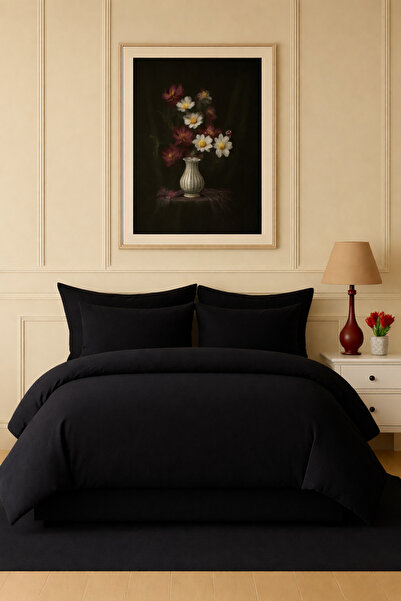 İQON Комплект підодіяльника з плоским простирадлом, подвійний розмір, чорний ...