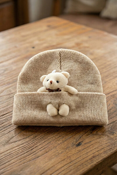 nacar çarşı Dječja krem boja slatka preklopljena zimska pletena kapa sa Pliš ...