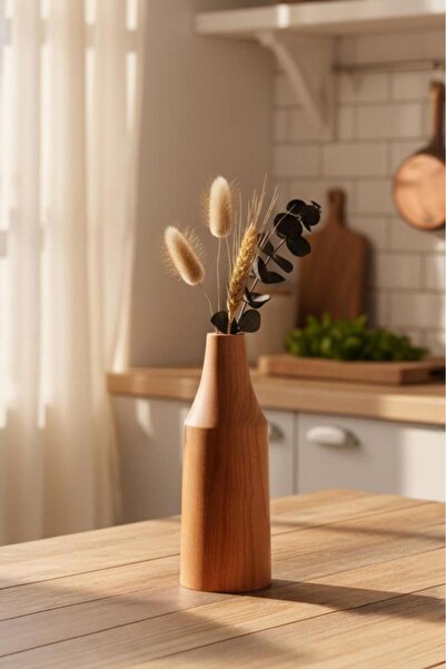 Atbyhome Ahşap Vazo Büyük Dekoratif Saksı 20 Cm