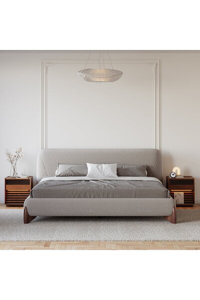 homejoyz Curva Gray Linen Upholstered Platform Bed - Gray