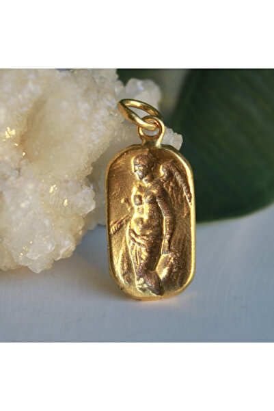 Luamor Jewelry 925 Ayar Gümüş Halka Melek Figürlü Bronz Para üzerine Altın Ka...