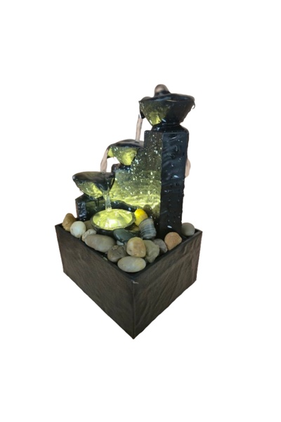 CAN SU DEĞİRMENİ - KASKATLI SÜS HAVUZU - TAŞLI LED IŞIKLI SU TERAPİSİ L-007