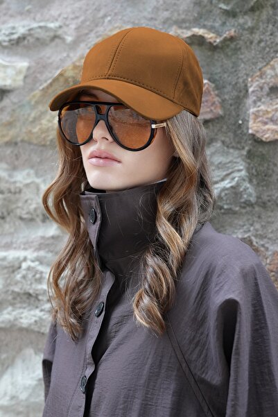 Trend Alaçatı Stili Women's Tan Velvet Textured Curved Visor Adjustable Hat V...