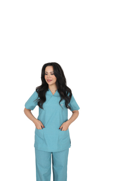 ufukscrubs طقم ملابس طبية موحدة للجنسين D/114 من قماش التيري كوتون للطلاب وال...